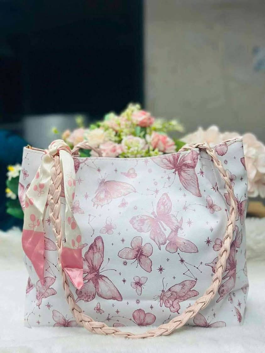 Butterfly Print PU Leather Ladies Tote Bag for Women | Shop Now