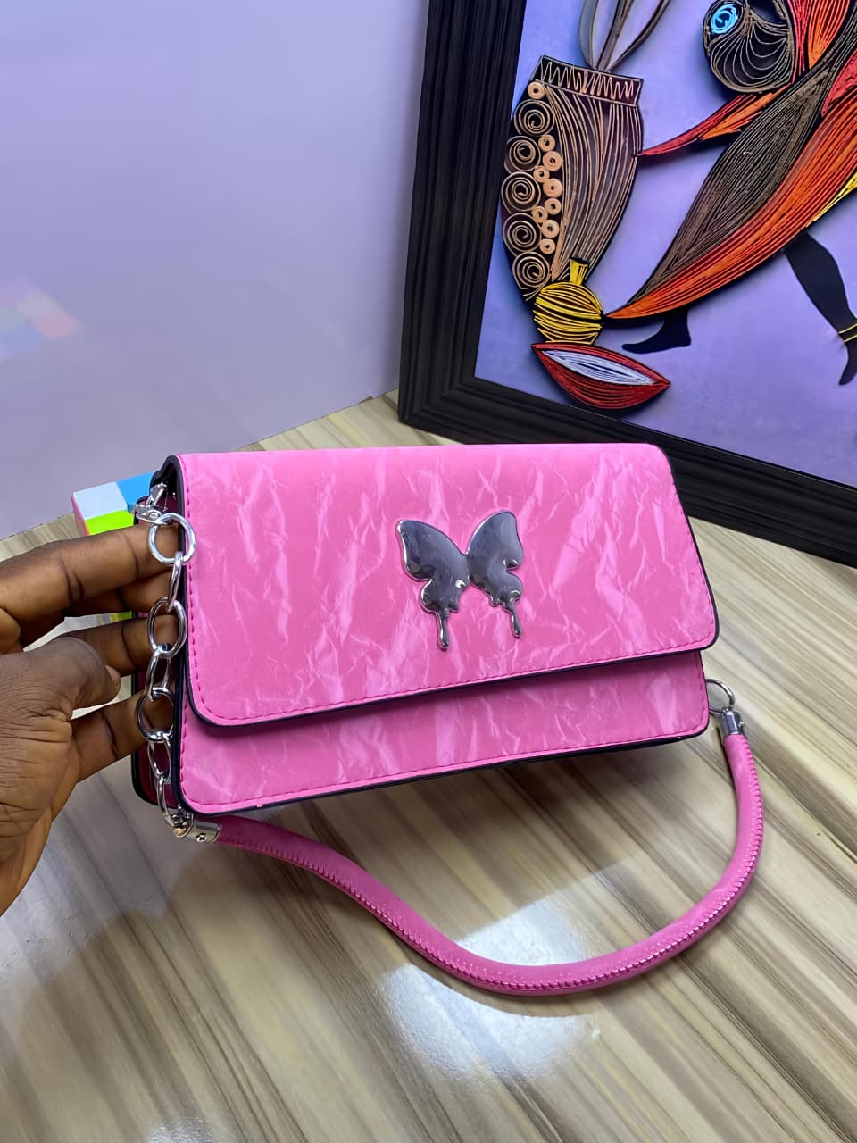 Butterfly Buckle PU Leather Ladies Shoulder Bag