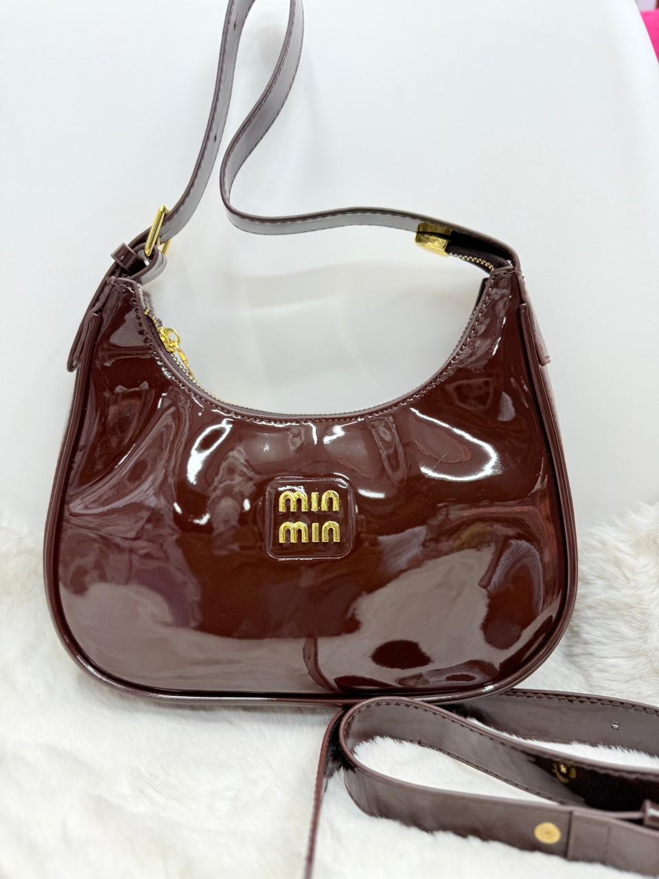 Minmin Glossy PU Leather Purse Bag for Women