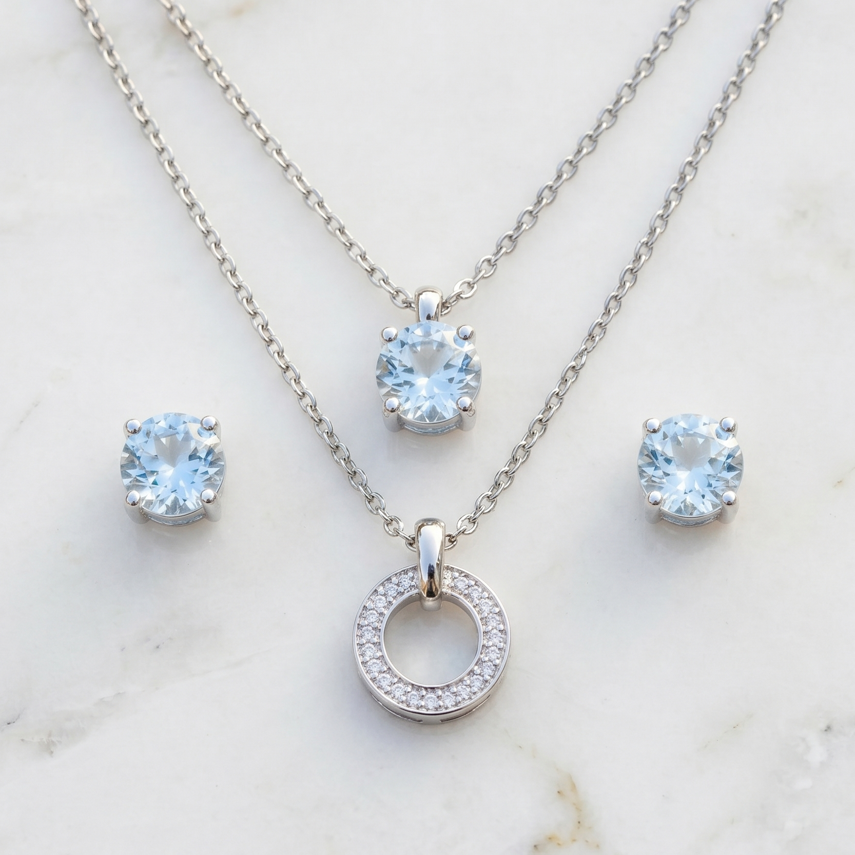 Necklace With Radiant Crystal Stud Earrings | Shop Now