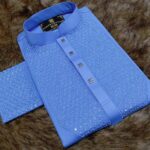 Cot Star Sequence Panjabi satin slab cotton fabric snap button Shop Now BD Online