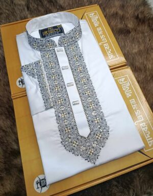 Embroidery Panjabi satin cotton fabric snap button Shop Now BD Online