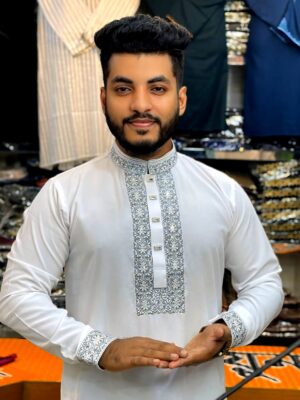 Embroidery Panjabi with sequin embroidery cuff design Shop Now BD Online