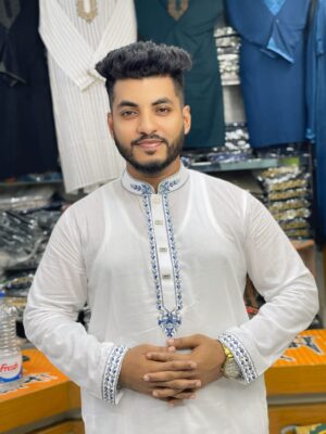 Embroidery Panjabi 100% Dhudi Cotton summer wear Shop Now BD Online