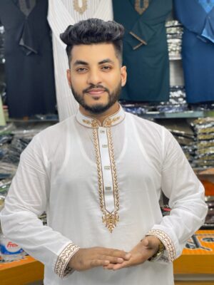 Embroidery Panjabi 100% Dhudi Cotton summer wear Shop Now BD Online