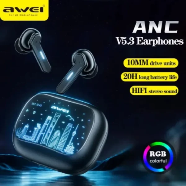 Awei T53 ANC TWS Wireless Earbuds RGB Breathing Light Shop Now BD Online
