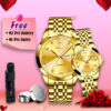 OLEVS Stainless Steel Golden Couple Watches Shop Now BD Online