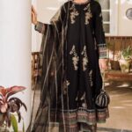 Afsan Set Three Piece Ac Cotton Suit with Afsan Print Organza Dupatta