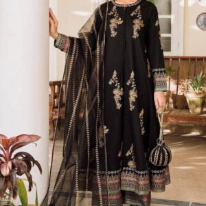Afsan Set Three Piece Ac Cotton Suit with Afsan Print Organza Dupatta