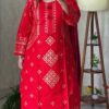 Arong Cotton Three Piece Readymade Salwar Kameez with Skin Print and Lace Work