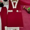 Black Georgette Sequence Three Piece Suit with Tassel Work and Inner Attached Salwar Kameez