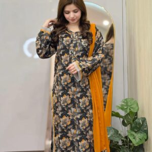 Cotton Readymade Three Piece Aarong Cotton Suit with Lace Work and Pure Cotton Dupatta