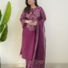 Cunri Print Three Piece Soft Cotton Suit with Glass Work and Printed Dupatta
