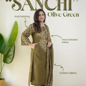 Cunri Print Three Piece Soft Cotton Suit with Glass Work and Printed Dupatta