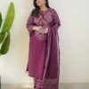 Cunri Print Three Piece Soft Cotton Suit with Glass Work and Printed Dupatta