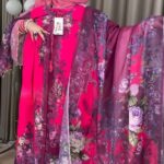 Digital Print Three Piece Cherry Fabric Suit with 5 Hat Georgette Dupatta