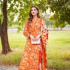 Digital Print Three Piece China Microstitch Suit with Lace Work and Georgette Dupatta