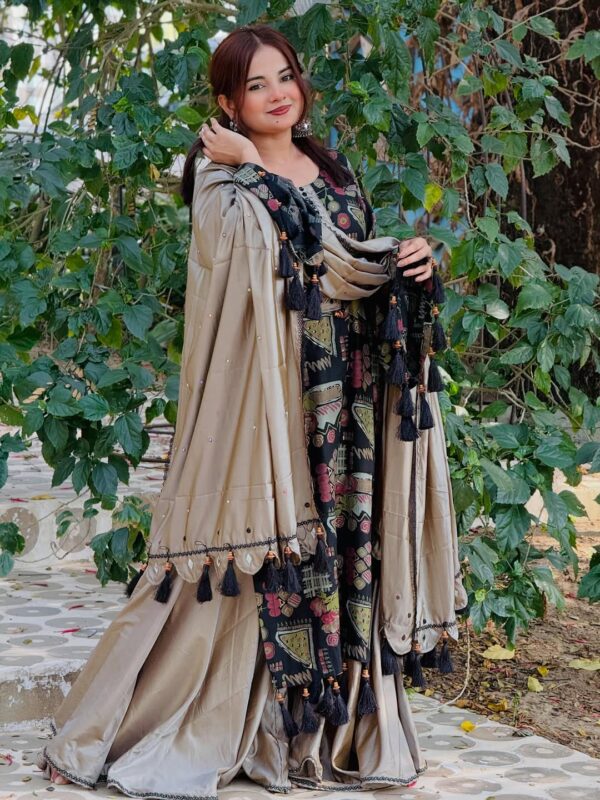 Digital Print Three Piece Micro Stitch Suit with Lace Work and Georgette Dupatta