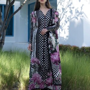 Digital Print Three Piece Micro Stitch Suit with Lace Work and Georgette Dupatta