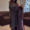 Digital Print Three Piece Micro Stitch Suit with Lace Work and Georgette Dupatta