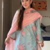 Digital Printed 3 Pieces China Microstitch Suit with Lace Work and Georgette Dupatta
