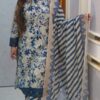 Digital Printed 3 Pieces China Microstitch Suit with Lace Work and Georgette Dupatta