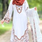 Embroidery Three Piece Micro Stitch Suit with Organza Embroidered Dupatta and Digital Print