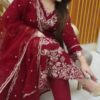 Embroidery Three Piece Reyon Cotton Suit with Full Body Sequence Embroidery and Muslim Soft Organza Dupatta