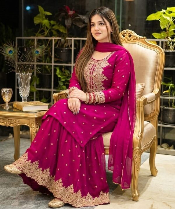 Exclusive Garara Dress with Cotton Embroidery Sequin Work and Georgette Dupatta