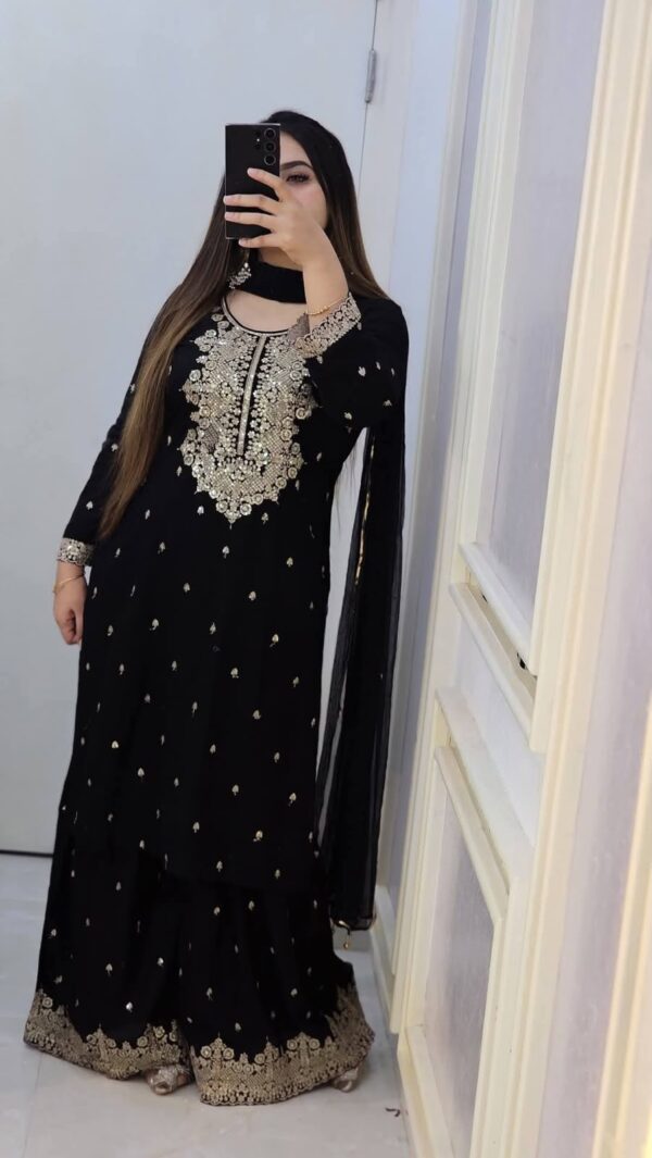 Exclusive Garara Dress with Cotton Embroidery Sequin Work and Georgette Dupatta