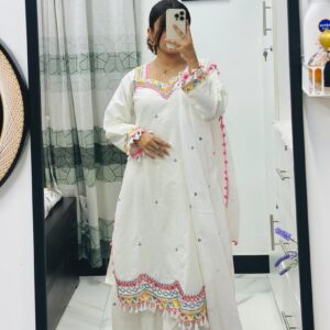 Garara Dress Collection Cotton Suit with Sequence Embroidery and Cotton Garara