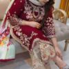 Garara Dress Collection Maroon Cotton Embroidered Suit with Georgette Digital Printed Dupatta
