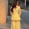 Georgette Sequence Three Piece Suit with Inner Attached Kameez and Georgette Palazzo