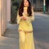 Georgette Sequence Three Piece Suit with Inner Attached Kameez and Georgette Palazzo