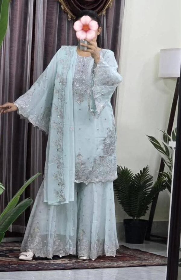 New Viral Premium Gararah Indian Georgette Suit with Heavy Embroidery and Repeat Work