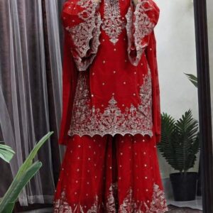 New Viral Premium Gararah Indian Georgette Suit with Heavy Embroidery and Repeat Work