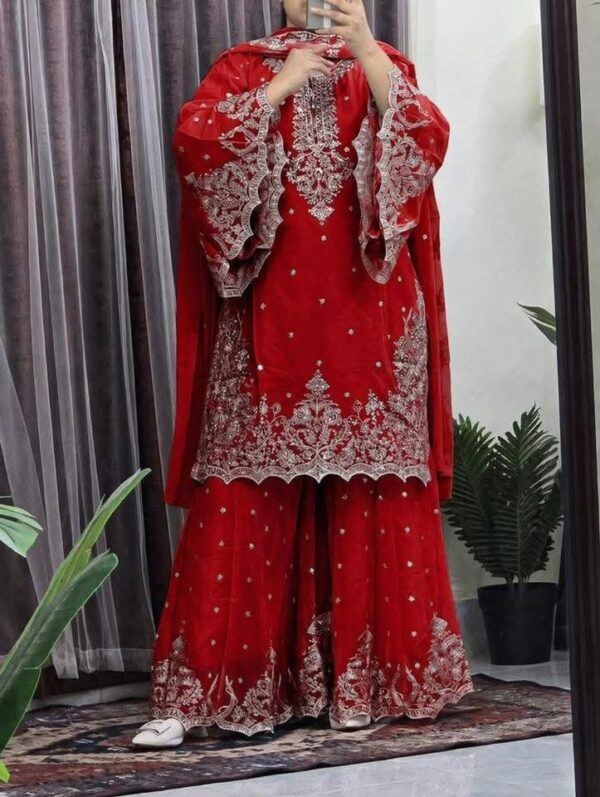 New Viral Premium Gararah Indian Georgette Suit with Heavy Embroidery and Repeat Work