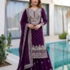 Premium Soft Jorjet Three Piece Suit with Sequence Embroidery and Inner Attached