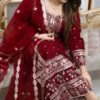 Premium Soft Jorjet With Sequence Embroidery Three Piece Suit with Inner Attached
