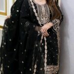 Premium Soft Jorjet With Sequence Embroidery Three Piece Suit with Inner Attached