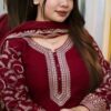 Premium Soft Jorjet With Sequence Embroidery Three Piece Suit with Inner Attached
