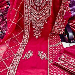 Sada Bahar Three Piece Pakistani Design Sada Bahar Tissue Suit with Full Body Sequence Embroidery