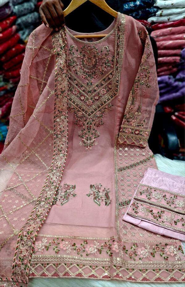 Sada Bahar Three Piece Pakistani Design Sada Bahar Tissue Suit with Full Body Sequence Embroidery