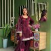 Samusilk Three Piece Gown Purple Samu Silk Suit with Sequence Zari Work