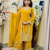 Sequence Embroidery Gharara Three Piece Indian Weightless Georgette Suit with 5 Hath Dupatta