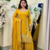 Sequence Embroidery Gharara Three Piece Indian Weightless Georgette Suit with 5 Hath Dupatta