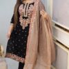 Sequence Embroidery Three Piece Cotton Suit with Sequence Work and Cotton Embroidered Dupatta