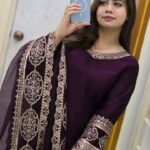 Sequence Embroidery Three Piece Reyon Cotton Suit with Full Body Sequence Work and Soft Organza Dupatta