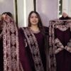 Sequence Embroidery Three Piece Reyon Cotton Suit with Full Body Sequence Work and Soft Organza Dupatta