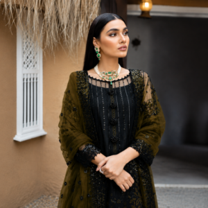 রেডিমেড জর্জেট এমব্রয়ডারি থ্রী পিস - ইন্ডিয়ান ওয়েটলেস জর্জেট